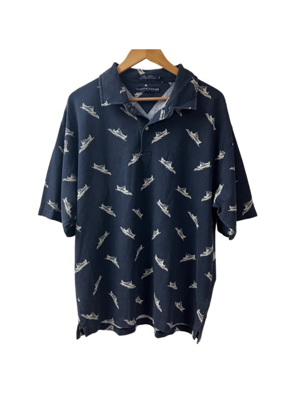 Vtg Y2K Nautical Coastal Tommy Hilfiger Men’s Yacht Boat Polo Shirt SZ XXL Navy